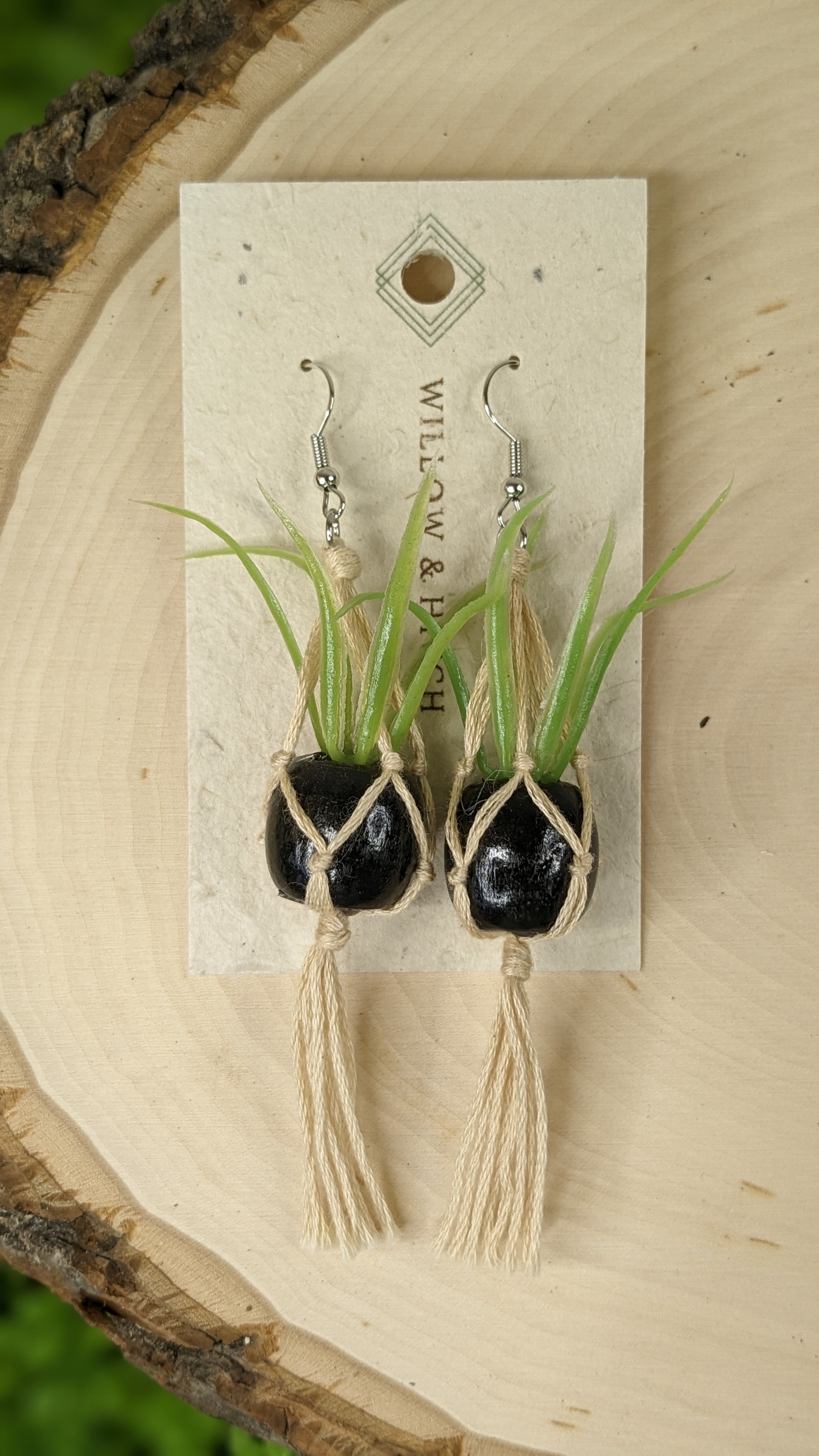 Macrame plant earrings best sale